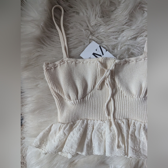 NWT Zara Cotton Knitted Corset Top - Picture 6 of 12
